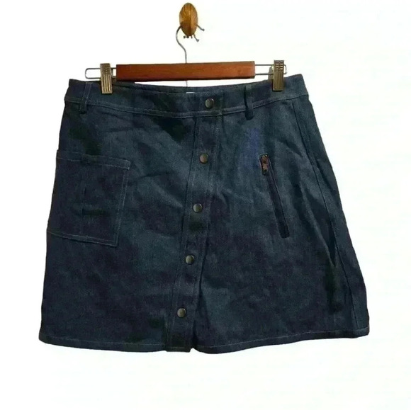 J.O.A. Dresses & Skirts - P7442 j.o.a. Los Angeles denim mini skirt  asymmetrical slant button front large